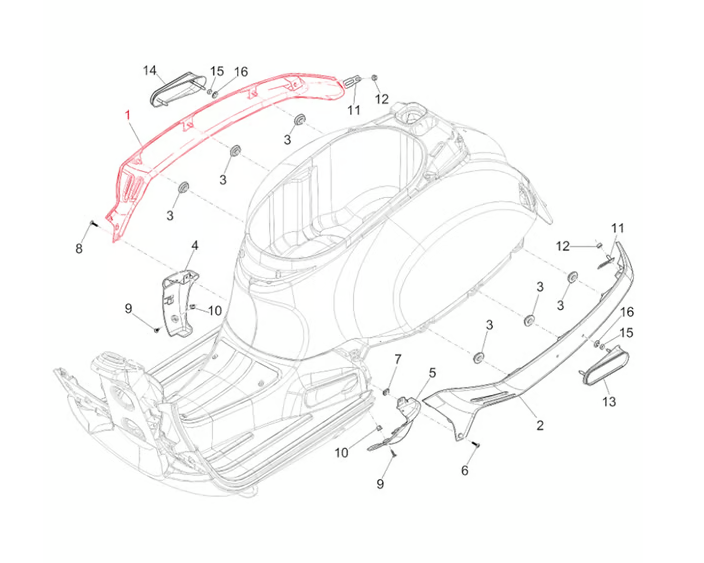 PIAGGIO Oldalidom jobb, metallic grey lucido