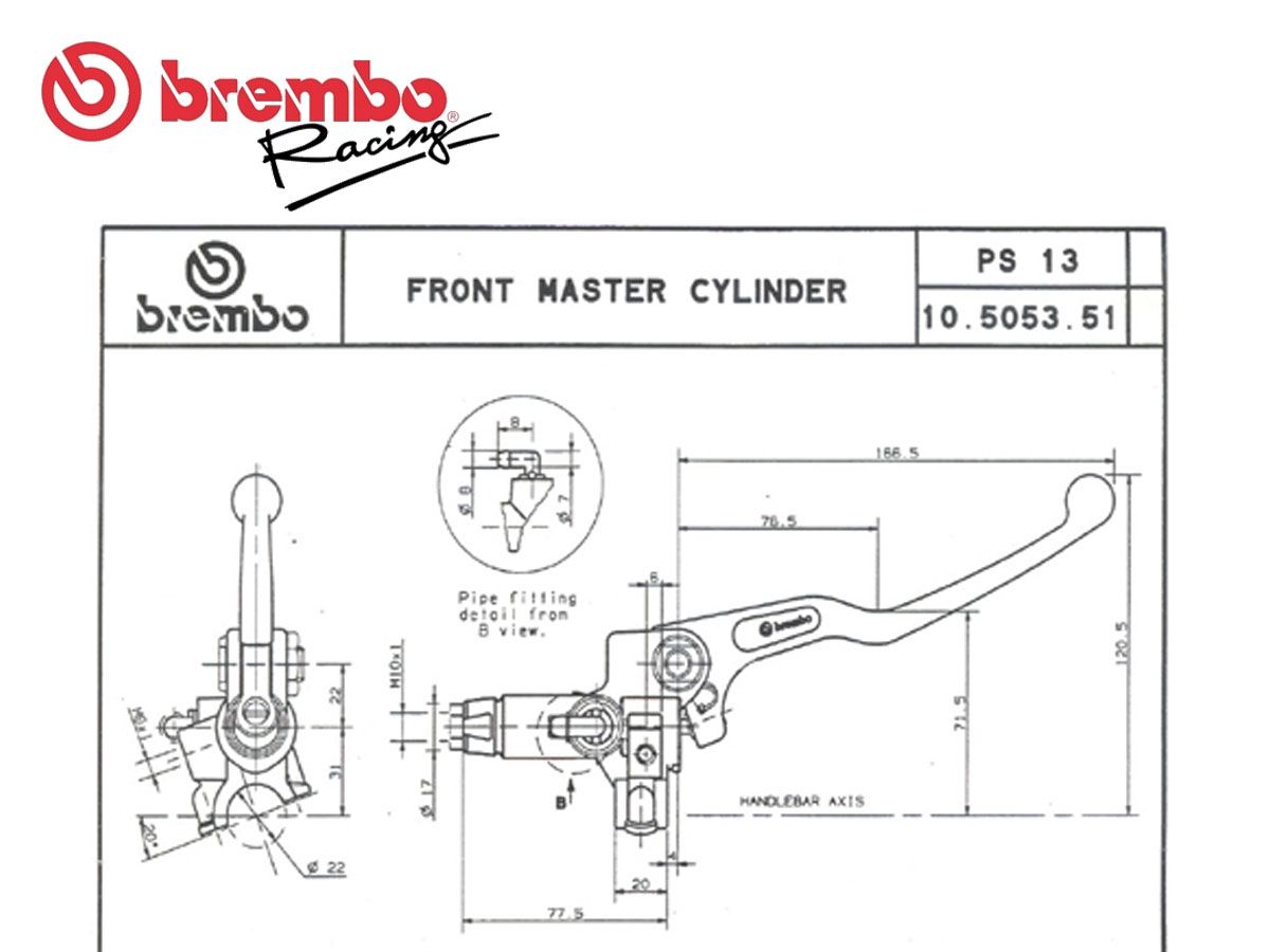 BREMBO RACING AXIAL FRONT BRAKE PUMP PS 13 black without tank