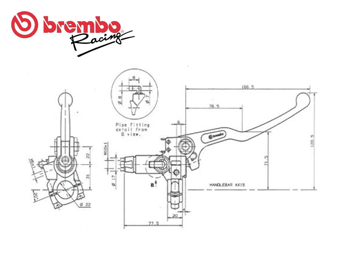 BREMBO RACING AXIAL FRONT BRAKE PUMP PS 16 black without tank