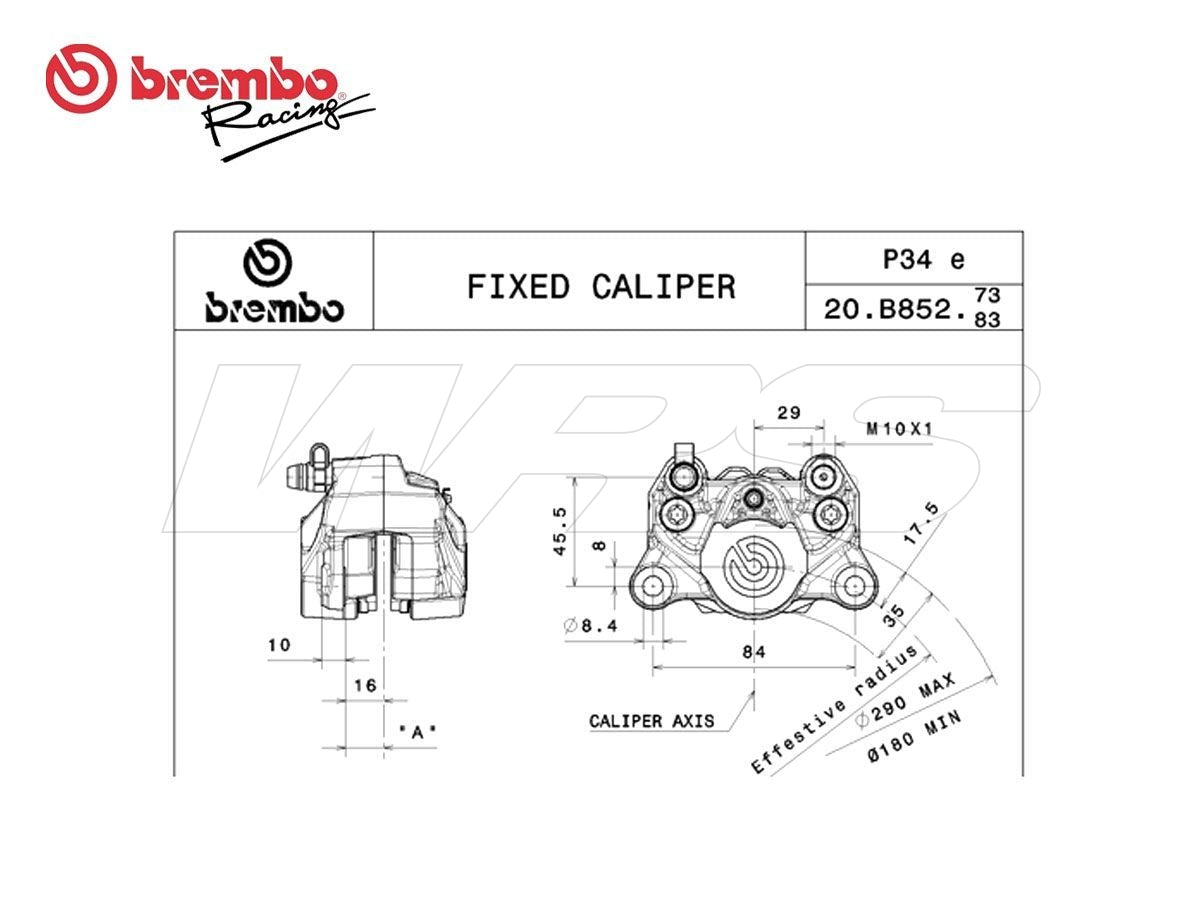 BREMBO Verseny hátsó BAL fék nyereg TITANIUM SERIES P34E