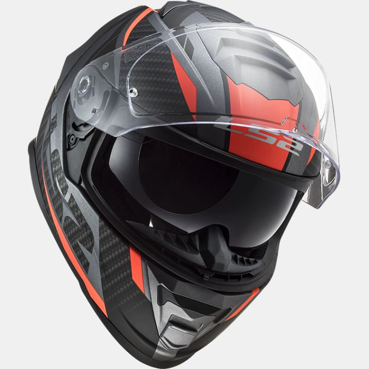 LS2, FF800 STORM RACER MATT TITANIUM FLUO ORANGE