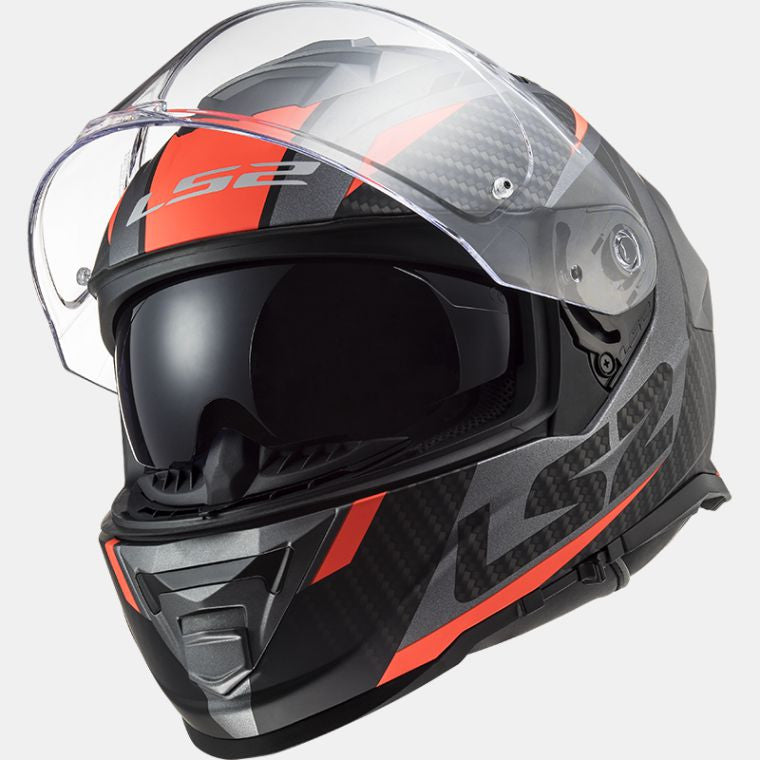 LS2, FF800 STORM RACER MATT TITANIUM FLUO ORANGE