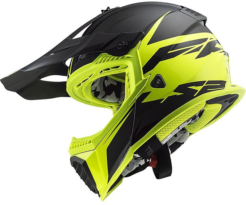 LS2, MX437 FAST EVO ROAR MATT BLACK HI-V YELLOW