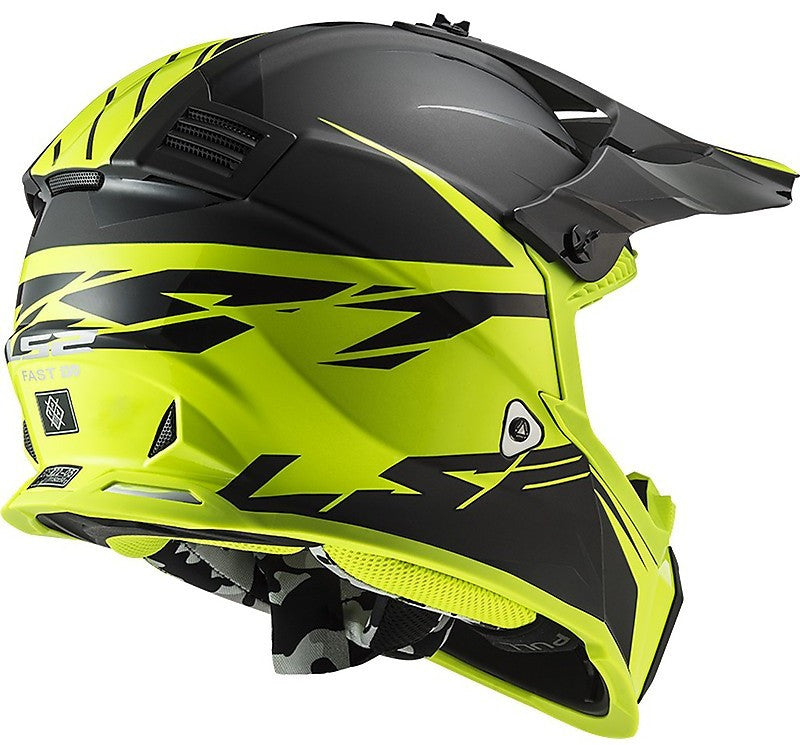 LS2, MX437 FAST EVO ROAR MATT BLACK HI-V YELLOW
