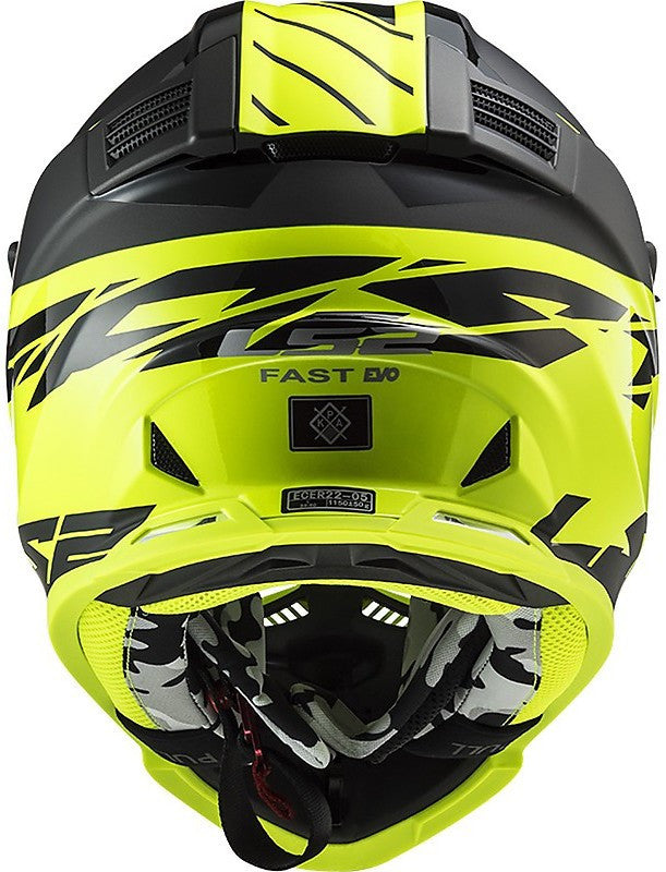LS2, MX437 FAST EVO ROAR MATT BLACK HI-V YELLOW