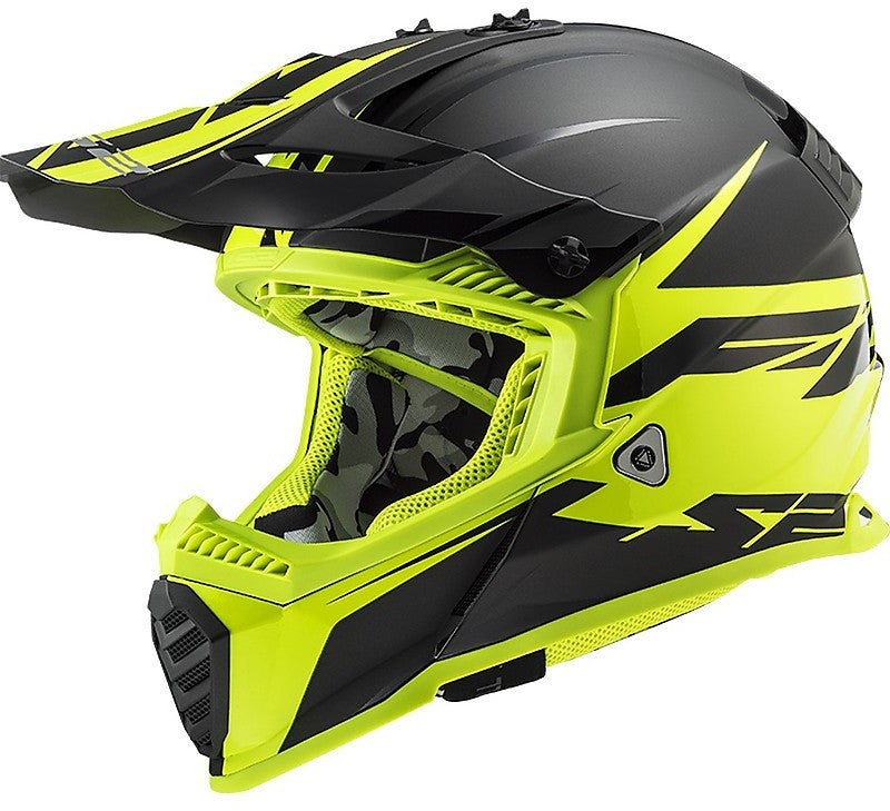 LS2, MX437 FAST EVO ROAR MATT BLACK HI-V YELLOW