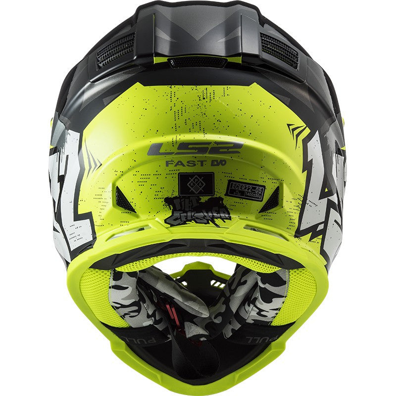 LS2, MX437 FAST EVO CRUSHER BLACK HI VIS YELLOW