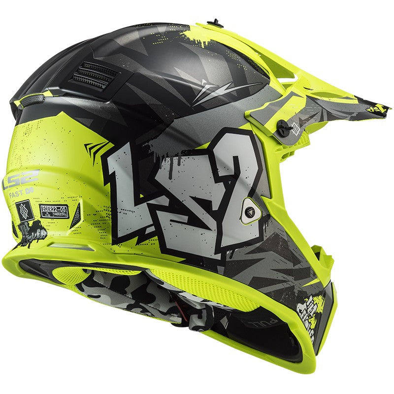 LS2, MX437 FAST EVO MINI CRUSHER BLACK YELLOW