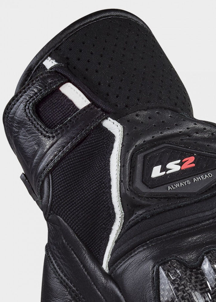 LS2 SPARK 2 LEATHER MAN GLOVES BLACK RED