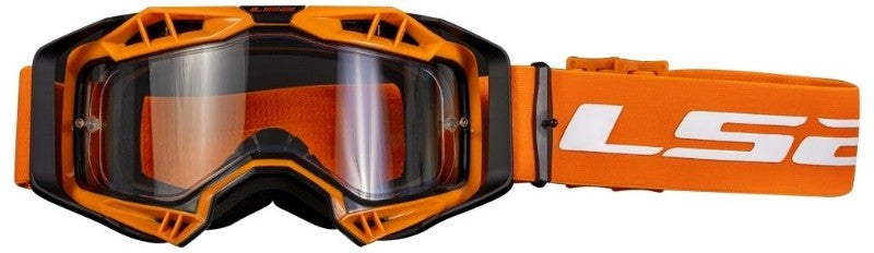 LS2 AURA GOGGLE BLACK H-V ORANGE WITH CLEAR VISOR