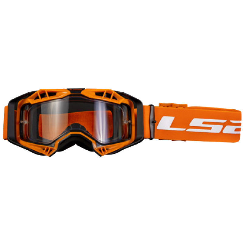 LS2 AURA GOGGLE BLACK H-V ORANGE WITH CLEAR VISOR