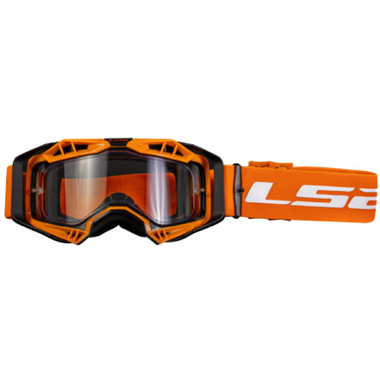 LS2 AURA GOGGLE BLACK H-V ORANGE WITH CLEAR VISOR
