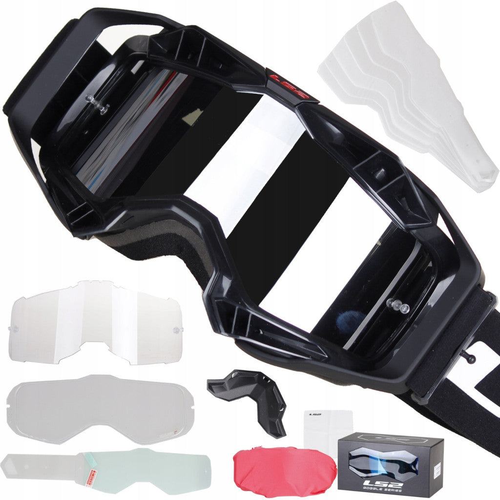 LS2 AURA PRO GOGGLE BLACK WITH IRIDIUM VISOR