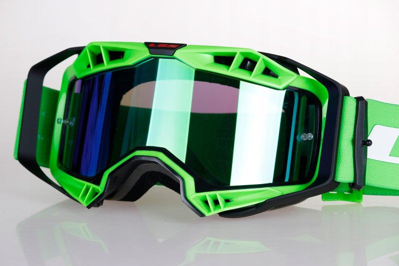 LS2 AURA GOGGLE BLACK GREEN  WITH IRIDIUM VISOR