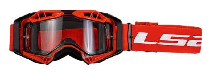 LS2 AURA GOGGLE BLACK RED WITH CLEAR VISOR
