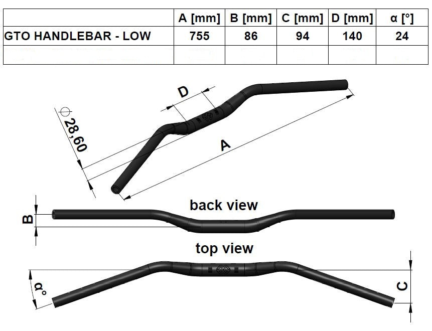GT oversize handlebar low black