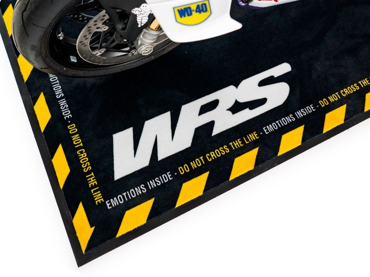 WRS Rectangular Motorcycle Mat - "CAUTION STRONG EMOTIONS"