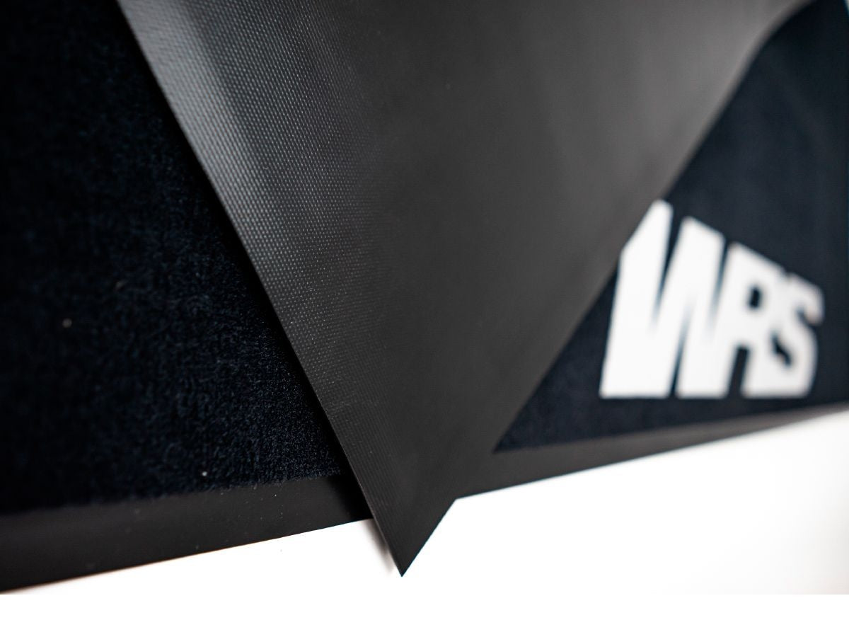 WRS Rectangular Motorcycle Mat - "CAUTION STRONG EMOTIONS"
