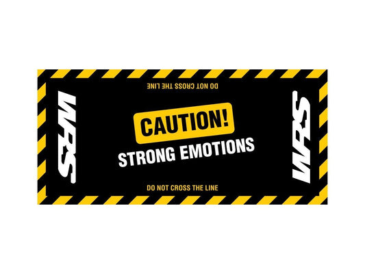 WRS Rectangular Motorcycle Mat - "CAUTION STRONG EMOTIONS"
